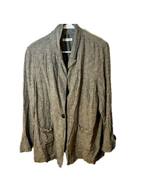 Penningtons Size 16 Linen Blend Blazer – Women's Lagenlook Button-Up Jacket